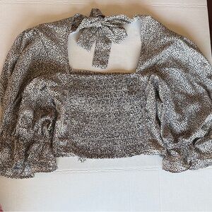 Sienna Sky Black and White Puff Sleeve Blouse